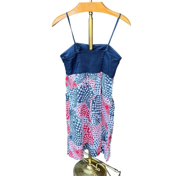 Odille Blue and Red Cotton Polka Dot Patterned Dress - Picture 10 of 13